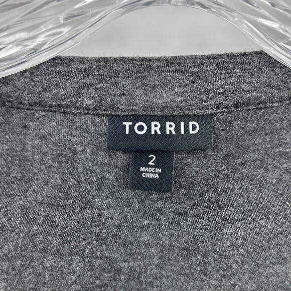 Torrid Gray Button Front Midi Dress Soft Tab Sleeve Pockets Womens Size 2 (2x) - Picture 6 of 12